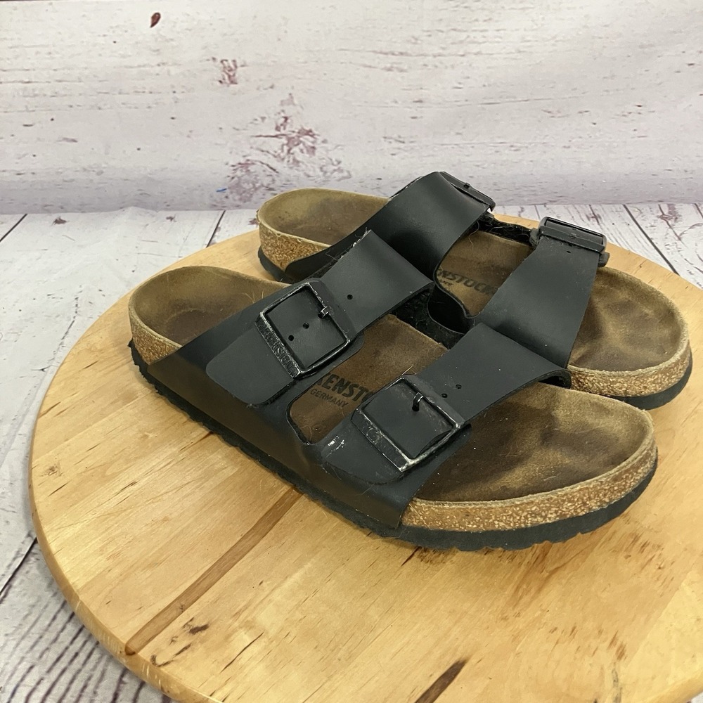 Birkenstock Arizona Sandals Women Size EU 40 L9 M7 Black Leather Double Strap